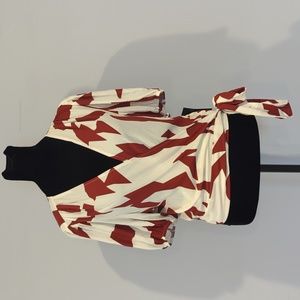 Cream and Maroon Cynthia Rowley Tie shirt